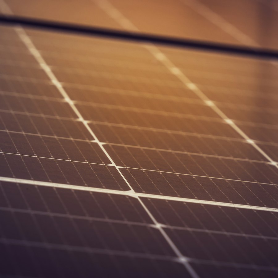 Nahaufnahme von Solarzellen auf einem Photovoltaik-Modul